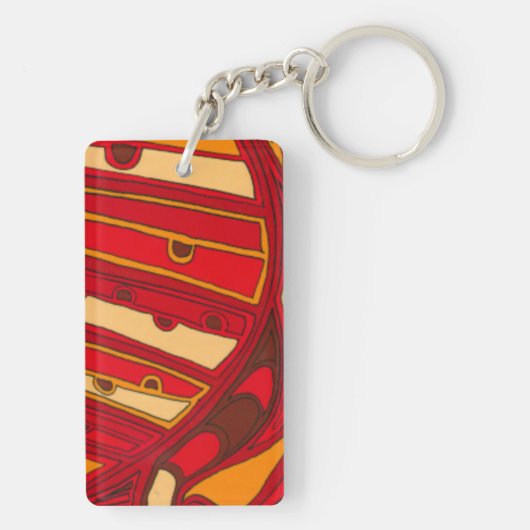 Abstracte Oranje panelen Sleutelhanger (achterkant)