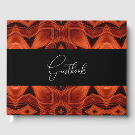 Abstracte Oranje Patroon Custom Wedding Gastenboek