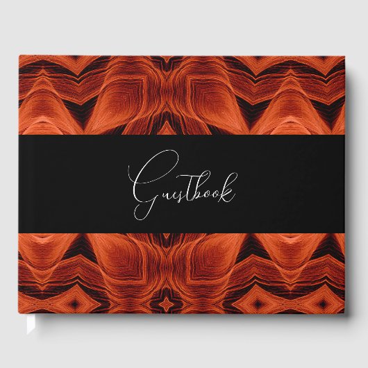 Abstracte Oranje Patroon Custom Wedding Gastenboek (Voorkant)