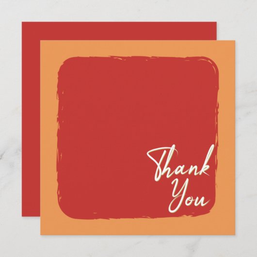 Abstracte Oranje rode en witte tekst Bedankkaart (Voorkant / Achterkant)