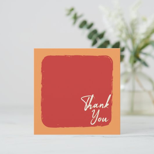 Abstracte Oranje rode en witte tekst Bedankkaart (Staand voorkant)