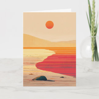 Abstracte oranje rode zeezonsondergang Denk aan Jo Kaart