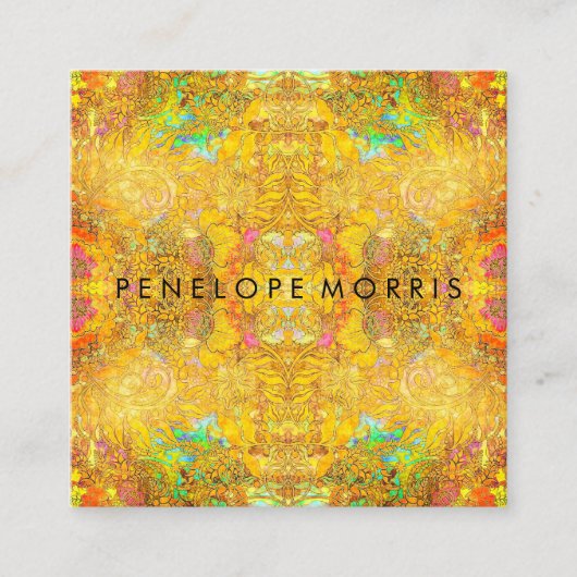 Abstracte Oranje schoonheidslijst Vierkante Visitekaartje (Voorkant)