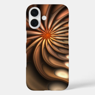 Abstracte Oranje spiraalkoediscussie iPhone 16 Hoesje