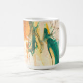 Abstracte oranje teal aquarel kunst mok (Voorkant rechts)