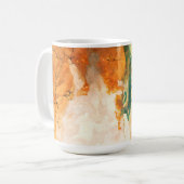 Abstracte oranje teal aquarel kunst mok (Voorkant links)