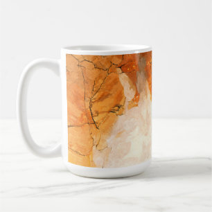 Abstracte oranje teal aquarel kunst mok