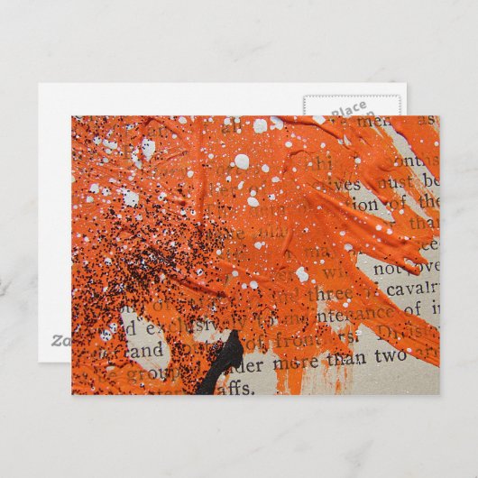 Abstracte Oranje verf Briefkaart (Voorkant / Achterkant)