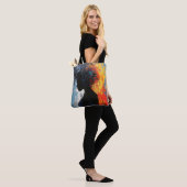 Abstracte oranje vrouw tote bag (Op model)