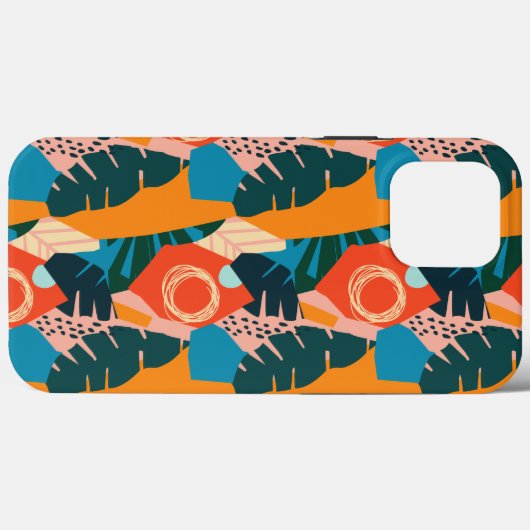Abstracte Oranje zomertropische bladeren Case-Mate iPhone Case (Achterkant (horizontaal))