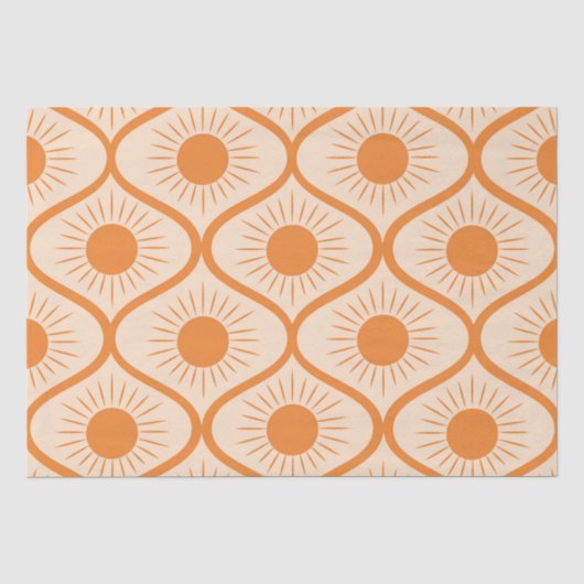 Abstracte oranje zon op mid century ogee tissuepapier (Voorkant)