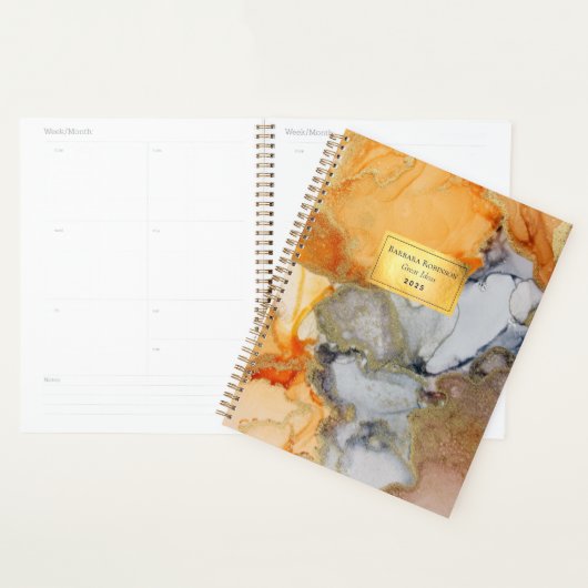 Abstracte Oranje zwarte goudolie Genoemde Planner (Display)