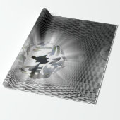 Abstracte Orb - Geruite Grijs en Zwarte Moderne Ku Cadeaupapier (Uitgerold)