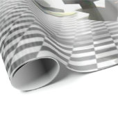 Abstracte Orb - Geruite Grijs en Zwarte Moderne Ku Cadeaupapier (Rol Hoek)