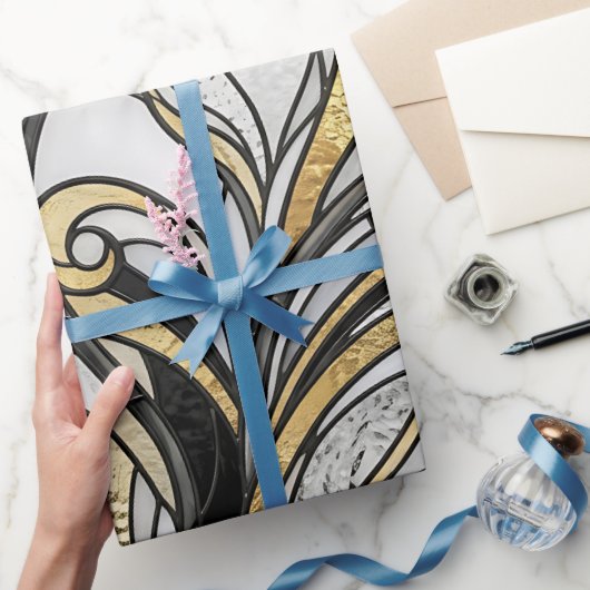 Abstracte Orchidee Goud Monochroom Inpakpapier (Geschenken)