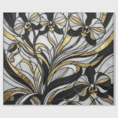 Abstracte Orchidee Goud Monochroom Inpakpapier (Vlak)
