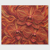 Abstracte Orchidee Vuurrode Draad Inpakpapier (Vlak)