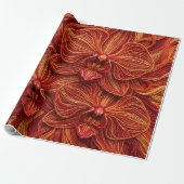 Abstracte Orchidee Vuurrode Draad Inpakpapier (Uitgerold)
