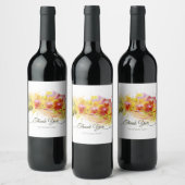 Abstracte orchideeën kleurenplastische kalligrafie wijn etiket (Flessen)