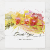 Abstracte orchideeën kleurenplastische kalligrafie wijn etiket (Enkel label)