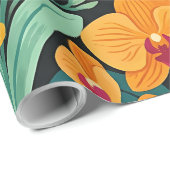Abstracte Orchideeën Vlinders Inpakpapier (Rol Hoek)