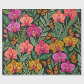 Abstracte orchideeën vlinders inpakpapier (Vlak)
