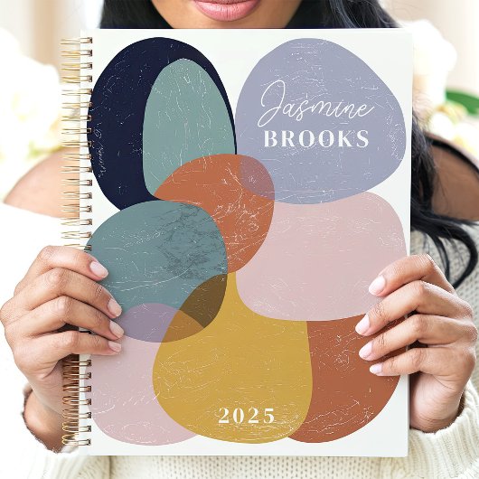 Abstracte organische vormen 2025 aangepaste naam planner