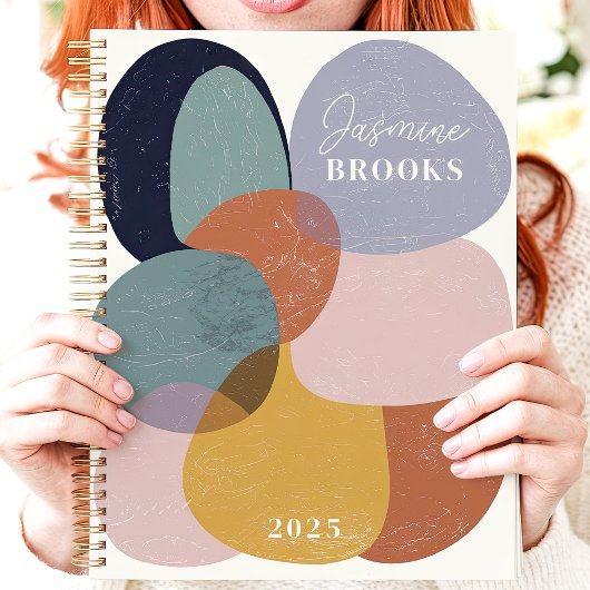 Abstracte organische vormen 2025 aangepaste naam planner