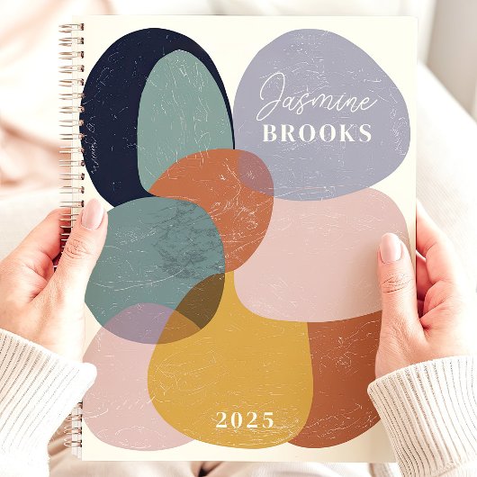 Abstracte organische vormen 2025 aangepaste naam planner