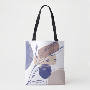 Abstracte organische vormen - Blauw en beige Tote Bag