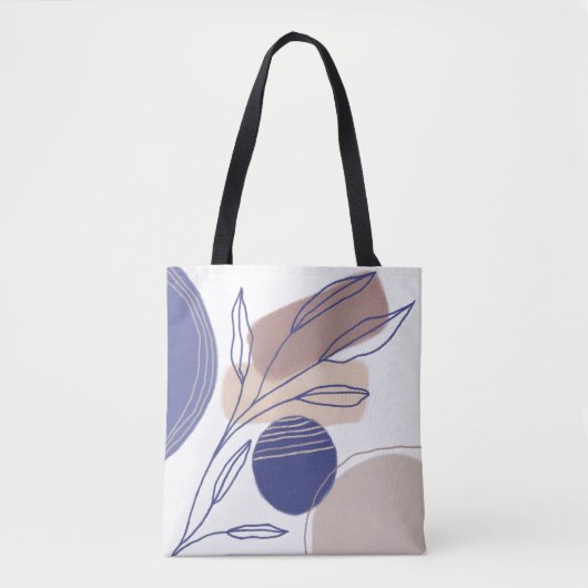 Abstracte organische vormen - Blauw en beige Tote Bag (Voorkant)