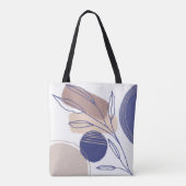 Abstracte organische vormen - Blauw en beige Tote Bag (Achterkant)