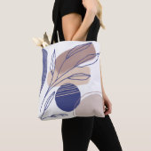 Abstracte organische vormen - Blauw en beige Tote Bag (Dichtbij)