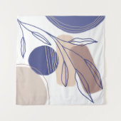 Abstracte organische vormen - Blauw en Beige Wandkleed (Voorkant (horizontaal))