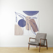 Abstracte organische vormen - Blauw en Beige Wandkleed (In Situ (horizontaal))