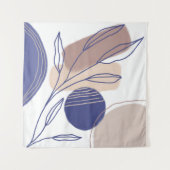 Abstracte organische vormen - Blauw en Beige Wandkleed (Voorkant)