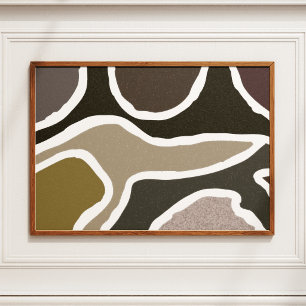 Abstracte organische vormen chic kantoor kunstprin poster