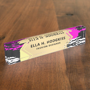 Abstracte organische vormen mode patroonafdrukken naambordje