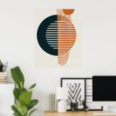Abstracte organische vormen Oranje en zwart Poster (Thuiskantoor)