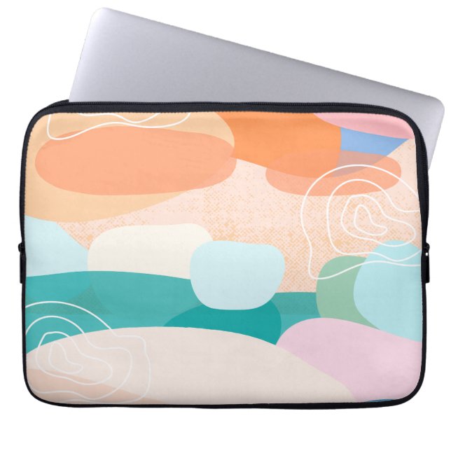 Abstracte Organische Vormen Zonsondergang Kleurenp Laptop Sleeve (Voorkant)