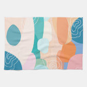Abstracte Organische Vormen Zonsondergang Kleurenp Theedoek (Horizontaal)