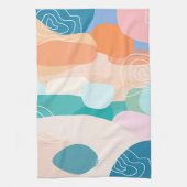 Abstracte Organische Vormen Zonsondergang Kleurenp Theedoek (Verticaal)