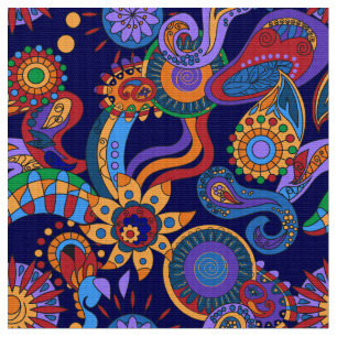 abstracte ornament florale elementen hippie stijl stof