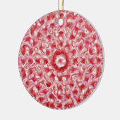 Abstracte-ornament rode en roze zwepen keramisch ornament (Links)