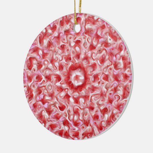Abstracte-ornament rode en roze zwepen keramisch ornament (Links)
