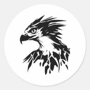 Abstracte Osprey Art in BW Ronde Sticker