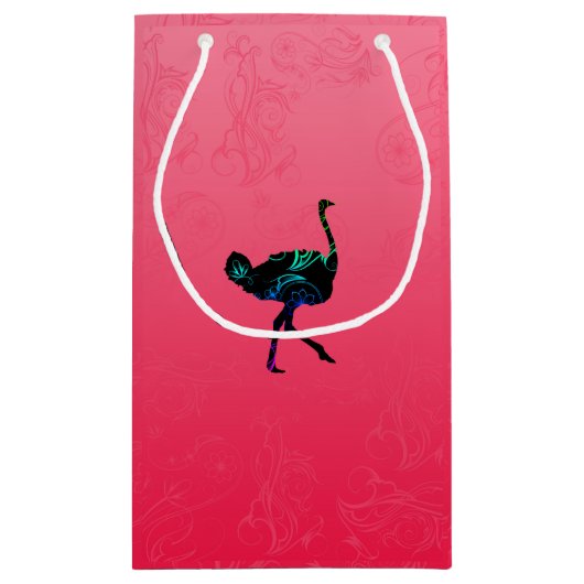 Abstracte Ostrich Gift Bag Klein Cadeauzakje (Achterkant)