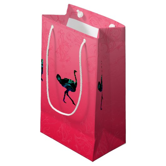 Abstracte Ostrich Gift Bag Klein Cadeauzakje (Voorkant Gekanteld)