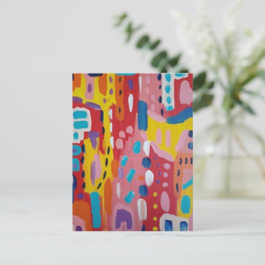 Abstracte oude basiskleuren briefkaart (Staand voorkant)