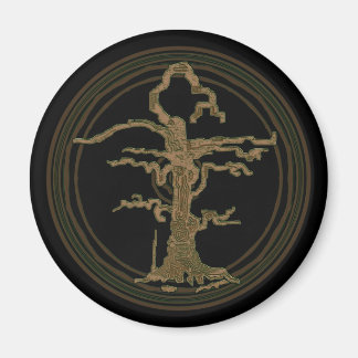 Abstracte, oude, bekabelde boom, bruin magneet